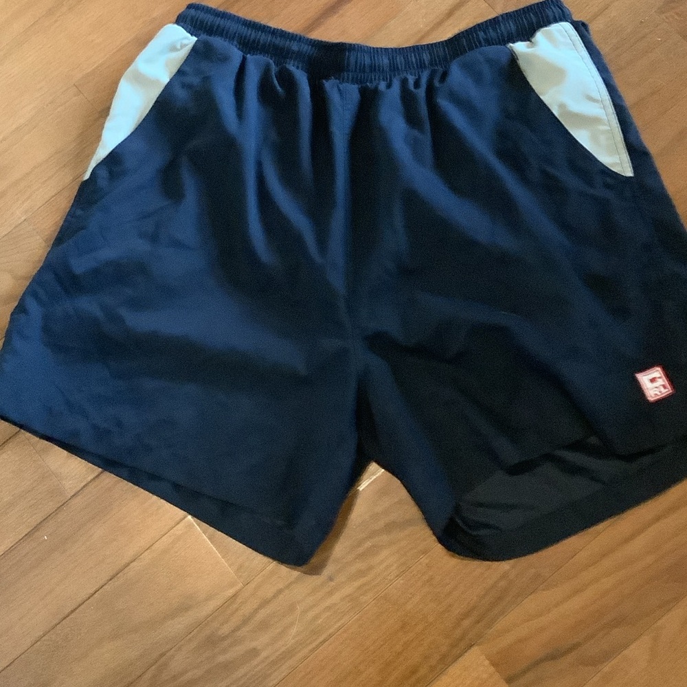 Ralph Lauren Navy swim trunks with beige Pocket Panels‎